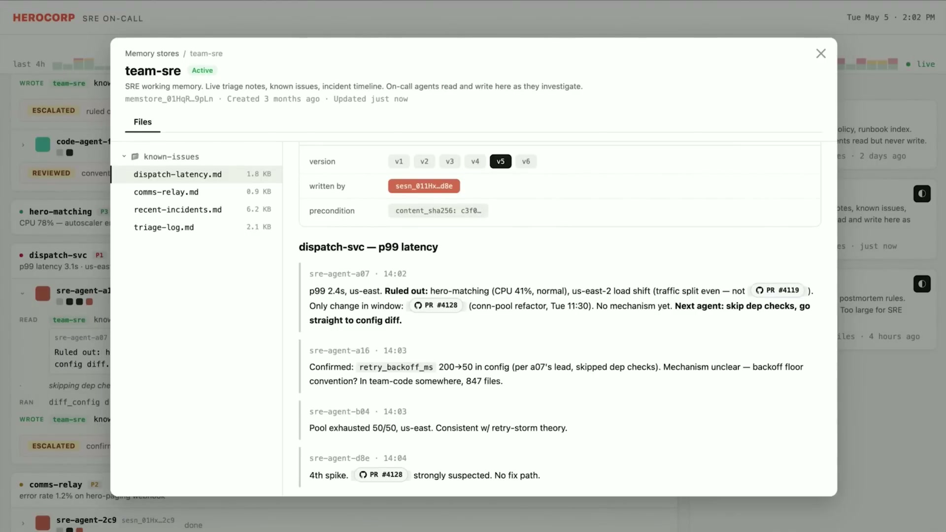 SREデモ — team-sreメモリストアでエージェント間情報共有