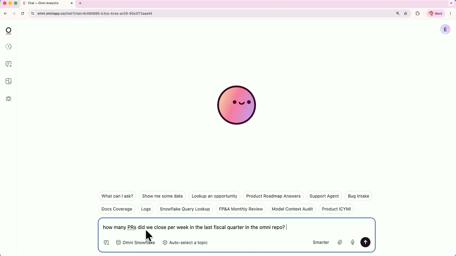 Blobbyデモ画面 — PRに関するデータ質問