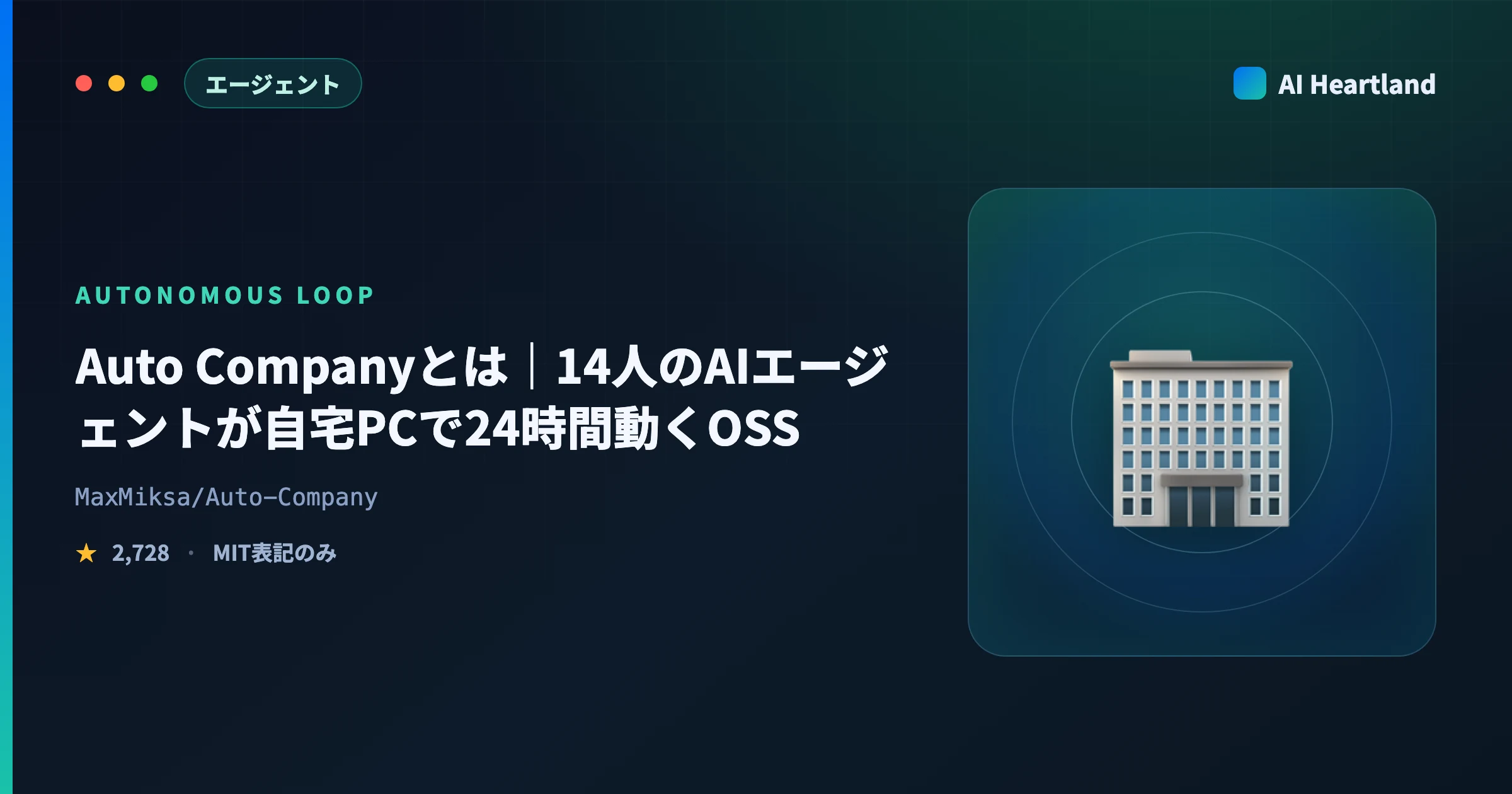 Auto Companyとは｜14人のAIエージェントが自宅PCで24時間回るOSSを実LLMなしで測る