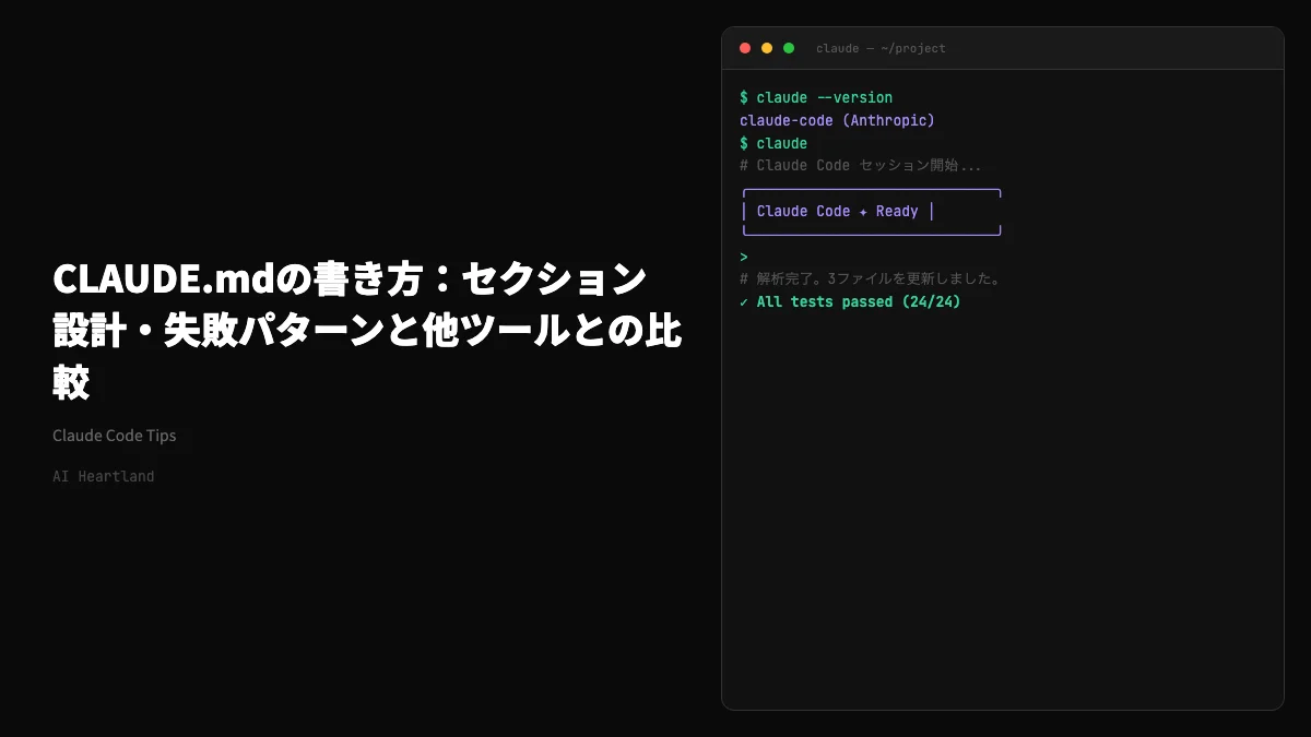 CLAUDE.mdの書き方？AIに仕事を任せる人が最初に学ぶべきセクション設計と失敗パターン
