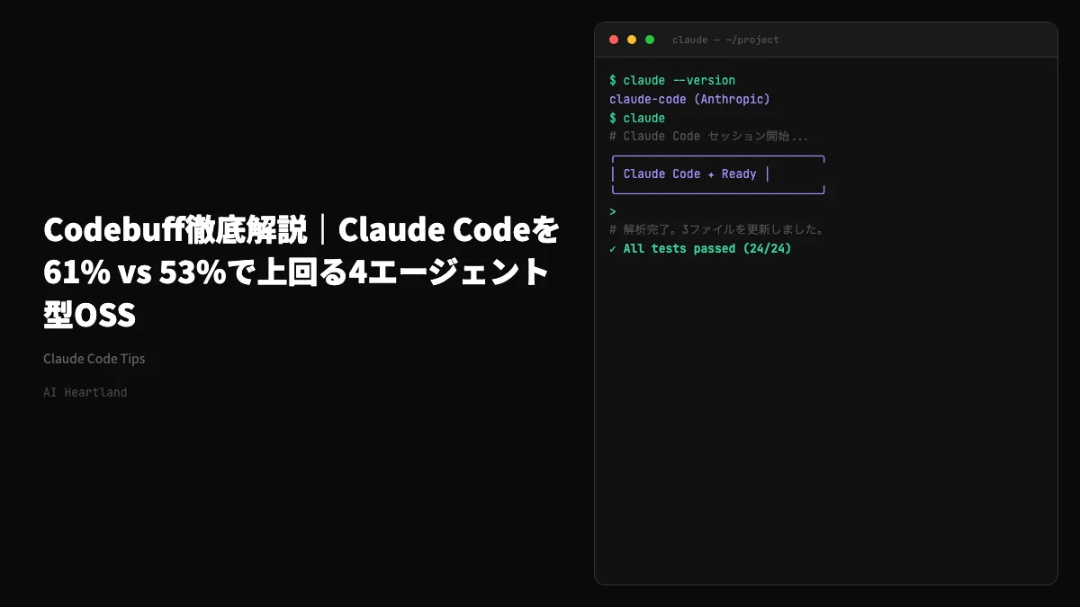 Codebuff徹底解説｜Claude Codeを61% vs 53%で上回る4エージェント型OSS