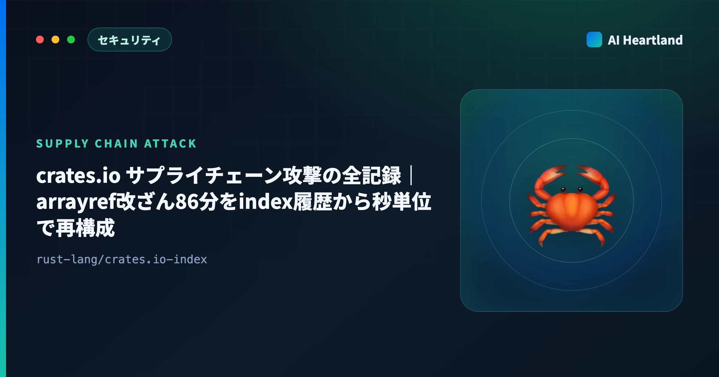 crates.io サプライチェーン攻撃の全記録｜arrayref改ざん86分をindex履歴から秒単位で再構成