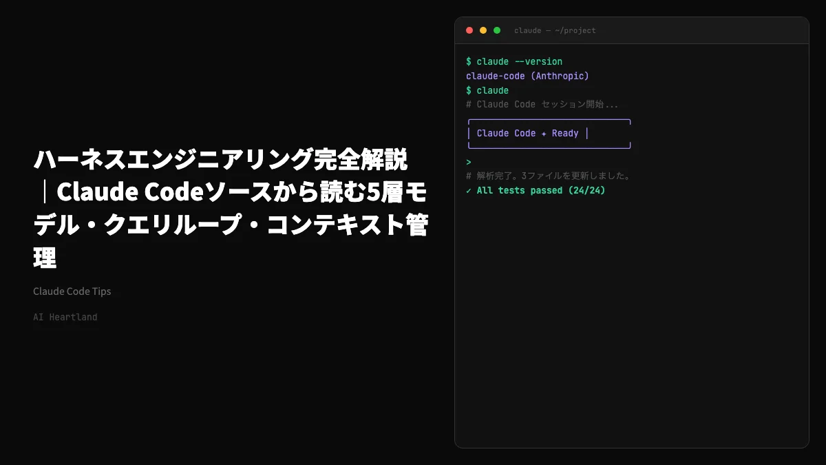 ハーネスエンジニアリング完全解説｜Claude Codeソースから読む5層モデル・クエリループ・コンテキスト管理