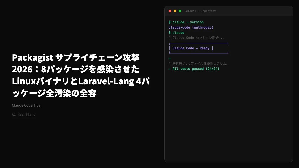 Packagist サプライチェーン攻撃2026：8パッケージを感染させたLinuxバイナリとLaravel-Lang 4パッケージ全汚染の全容