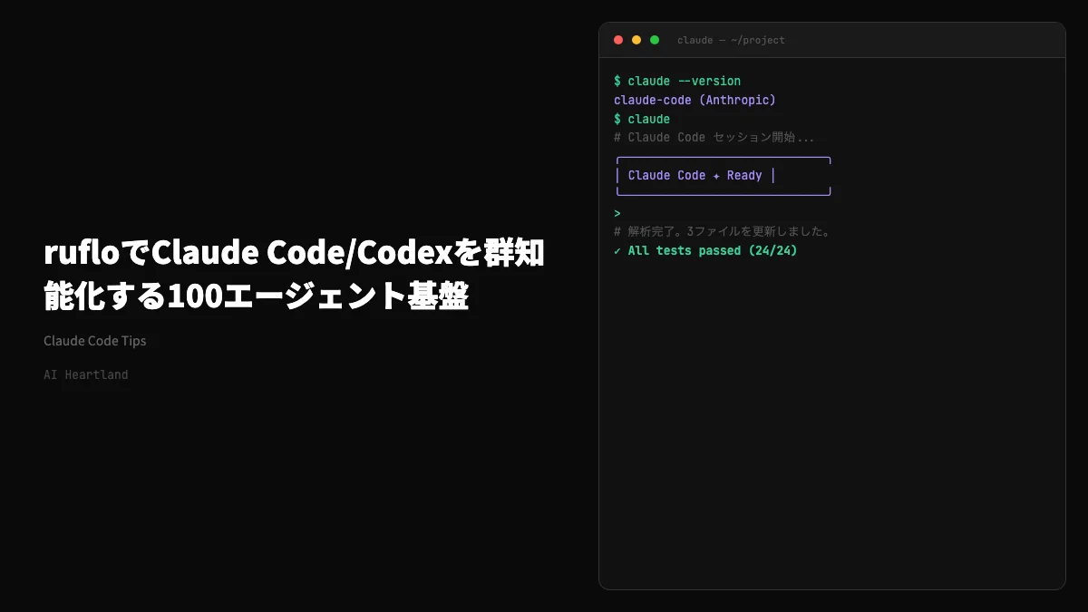ruflo｜Claude Code/Codexにネイティブ統合する100エージェント・スウォーム基盤