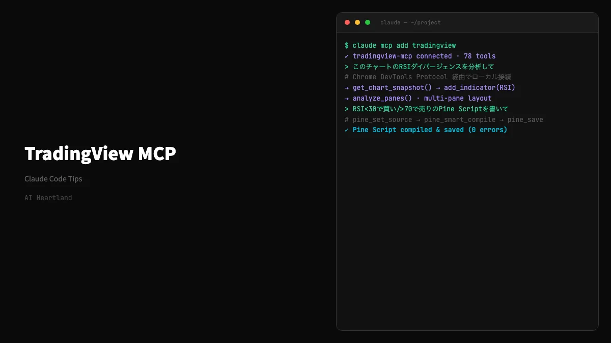 TradingView MCP完全ガイド｜Claude Code連携の78ツールでチャート分析を自動化