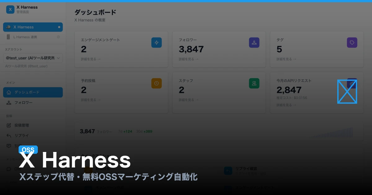 X Harness OSS入門：Xステップ代替の無料マーケティング自動化ツールをセルフホストする方法
