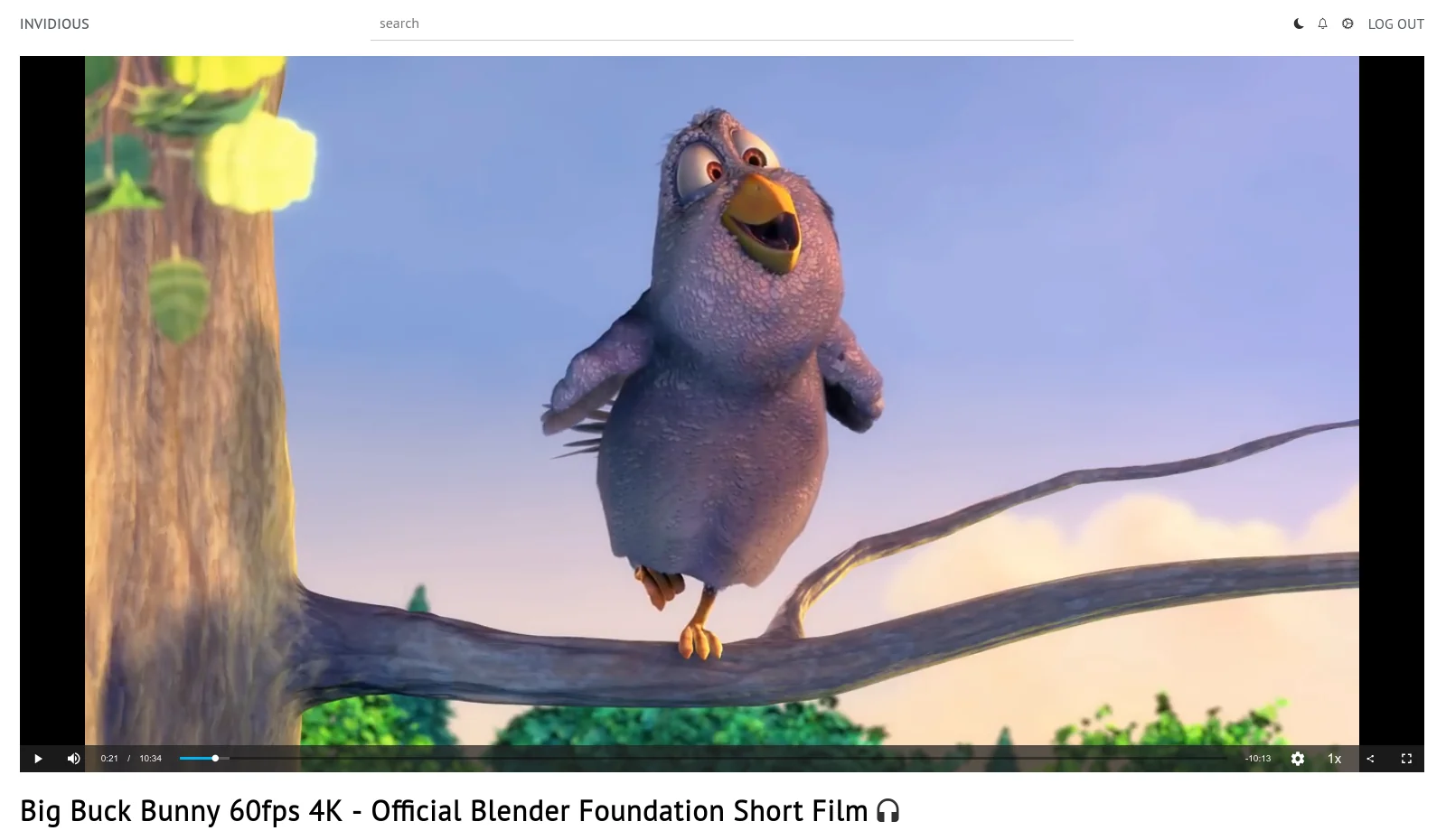 Invidiousの動画再生画面。広告やおすすめの割り込みがなく、プレイヤーと概要・関連動画が並ぶだけのシンプルな構成
