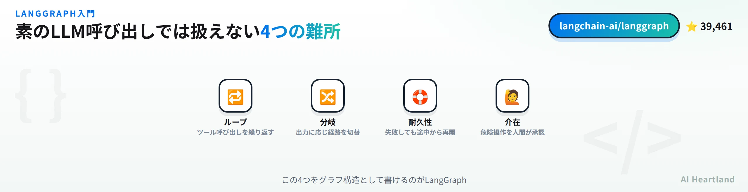 素のLLM呼び出しでは扱えない4つの難所：ループ・分岐・耐久性・介在